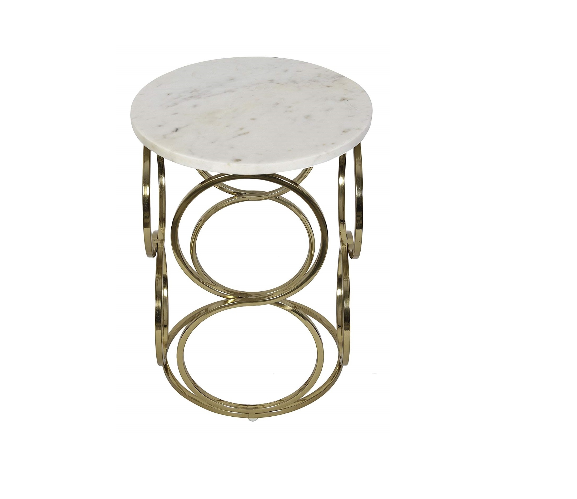 Hot Selling Stainless Steel Circle Design Frame Side Table Hotel Room Decorative Furniture Round Table with Marble Top