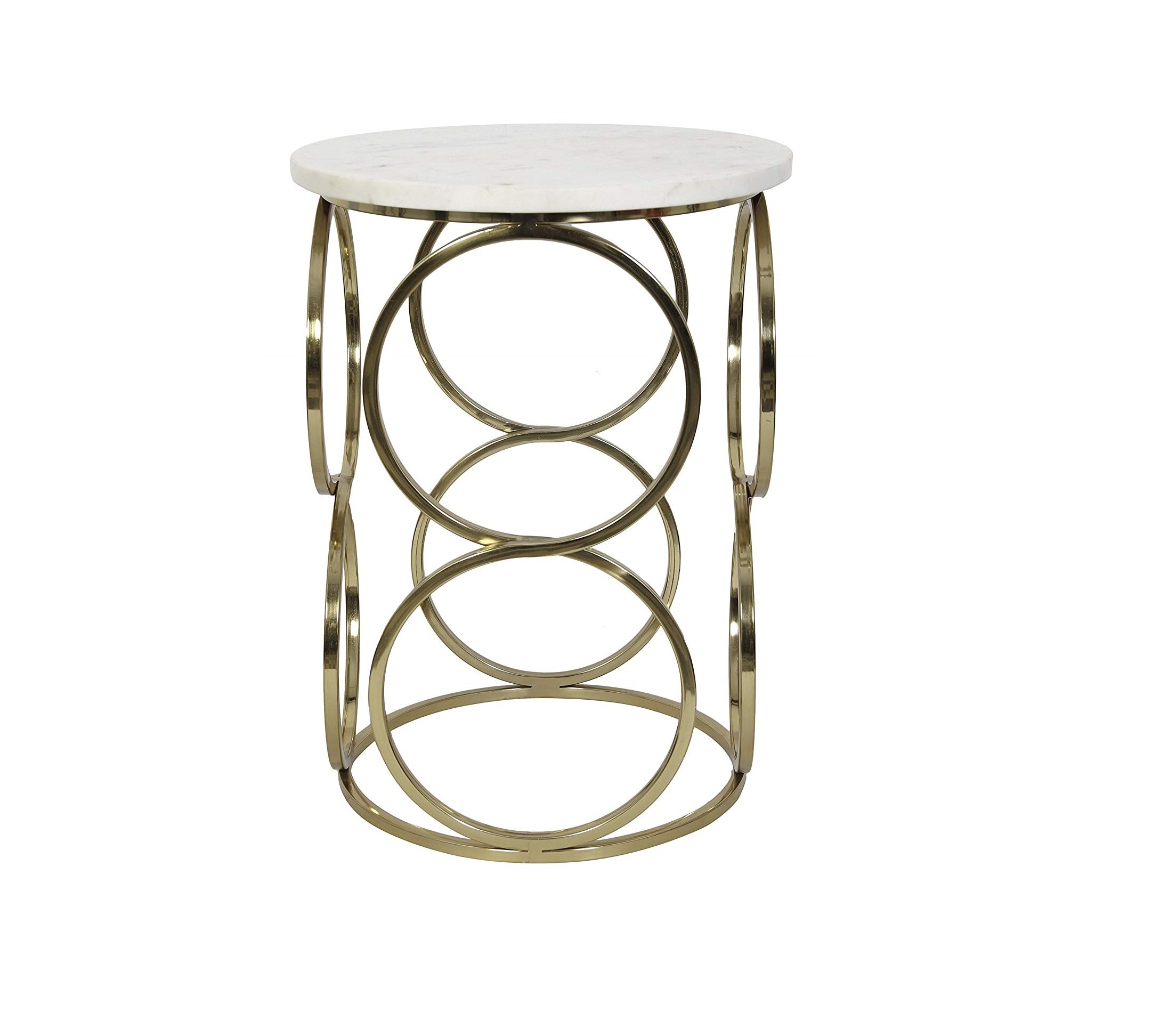 Hot Selling Stainless Steel Circle Design Frame Side Table Hotel Room Decorative Furniture Round Table with Marble Top