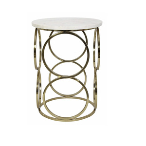 Hot Selling Stainless Steel Circle Design Frame Side Table Hotel Room Decorative Furniture Round Table with Marble Top