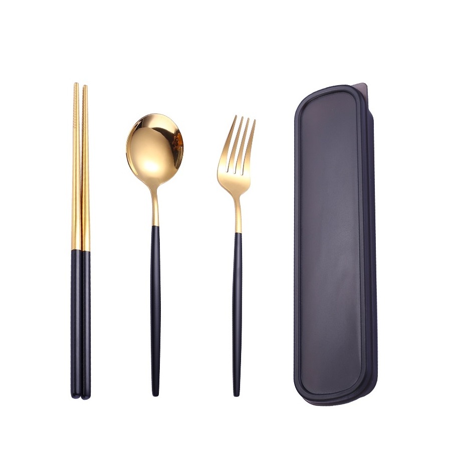 Best Selling Flatware Portable Spoon Fork Chopsticks Stainless Steel Cutlery With Case Box