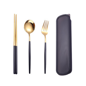 Best Selling Flatware Portable Spoon Fork Chopsticks Stainless Steel Cutlery With Case Box