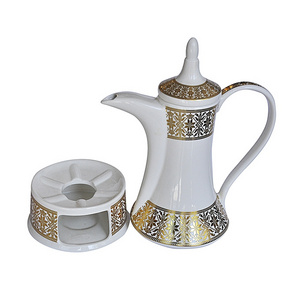 High quality luxury coffee Pot in white ceramic gold Print Design For Home Hotel Restaurants At Wholesale Rate