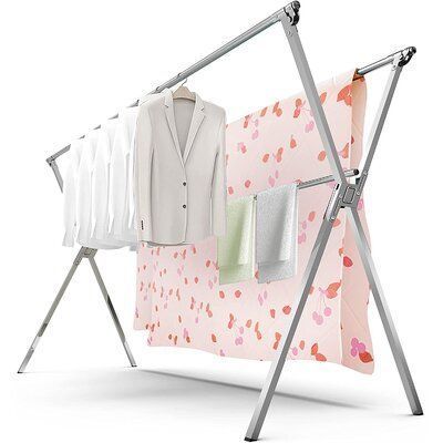 Balcony & home Decore folding  portable laundry cloth drying rack for towels dryer with hanger bar hangers for cloths