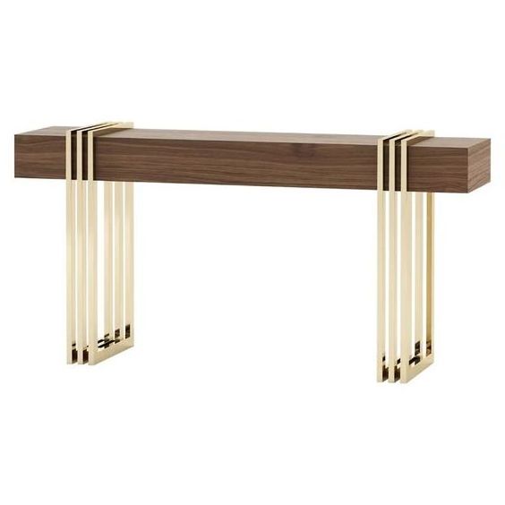 Hot Selling Handcrafted entrance corridor contemporary Wood gold console table Bone Inlay Furniture Walnut colour Console Table