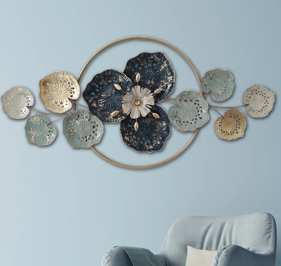 Circle New Design new iron Metal and wood with attractive Look colorful Fancy leaf Wall Mirrors Handmade Wall Arts Decorative