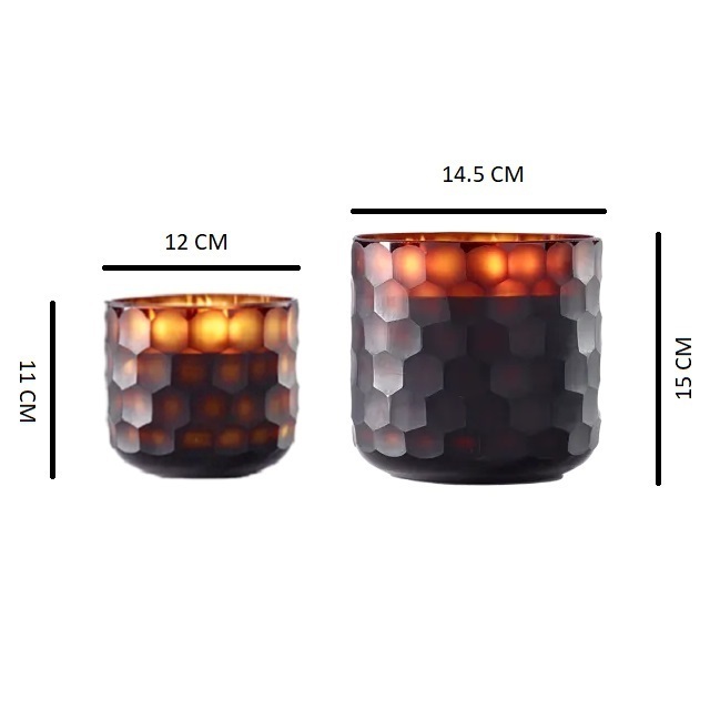 Hammered Design Black color Glass Votive Mescente Wholesale Custom Glass Jars Aromatherapy Scented Soy Wax Candles with Lids