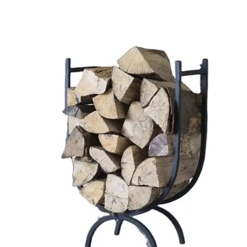 Log Holder rack Heavy Duty Black Metal Fireplace Outdoor Fireplace tools Indoor Firewood Holder Storage Wood Rack