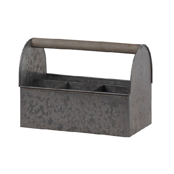 Multiple Compartment New Design Iron Metal Caddy Wholesale Exporter Galvanized Iron Caddy for Kitchen Utensil Holder