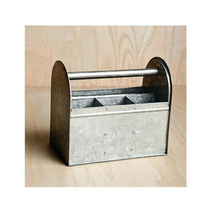 Multiple Compartment New Design Iron Metal Caddy Wholesale Exporter Galvanized Iron Caddy for Kitchen Utensil Holder