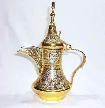 White Ceramic Coated Arabic Dallah Coffee Golden Finishing Luxury Coffee Pot For Home Hotel Restaurants At Wholesale Rate