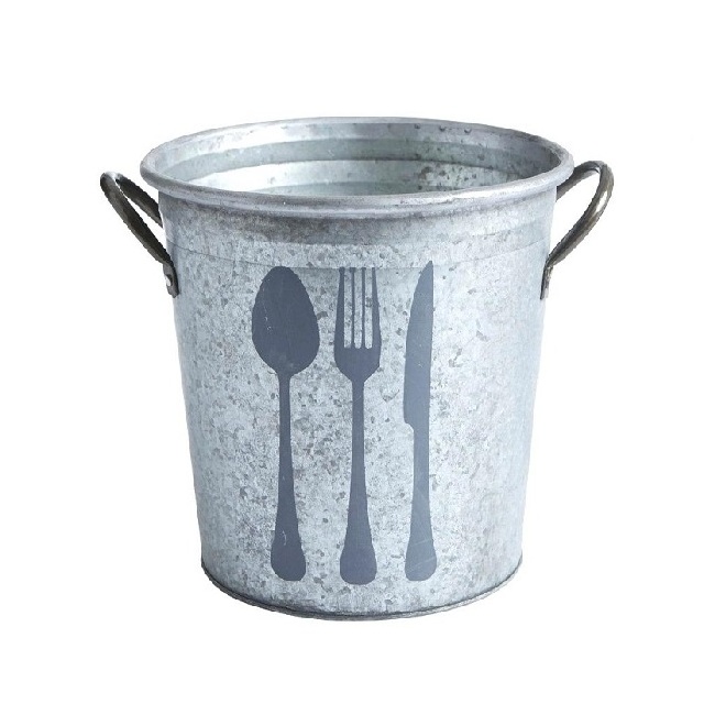 Silver Colored Utensils Holder Galvanized Metal Caddy With Hammered Design Multiple Finishing Design Storage Rack At Cheap Price