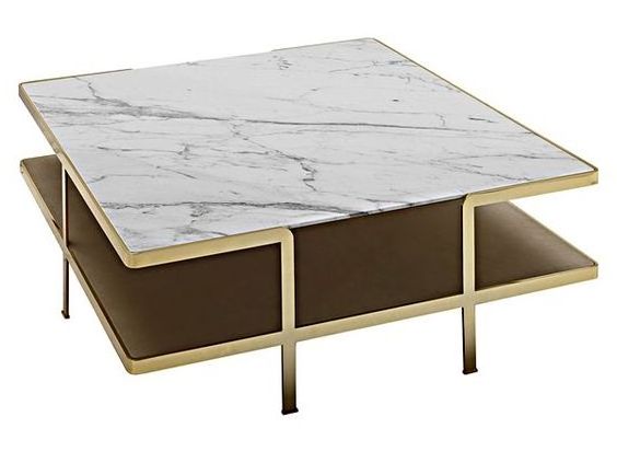 Premium High quality luxury home furniture marble coffee table gold line decoration table top with metal table leg