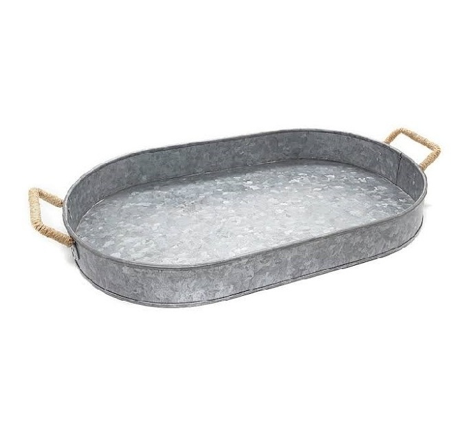 Oval Shape Galvanized Metal Tray for Kitchen Decorative Standard Food Serving Galvanized Metal Serving Tray