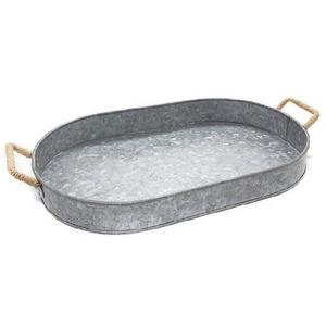 Oval Shape Galvanized Metal Tray for Kitchen Decorative Standard Food Serving Galvanized Metal Serving Tray