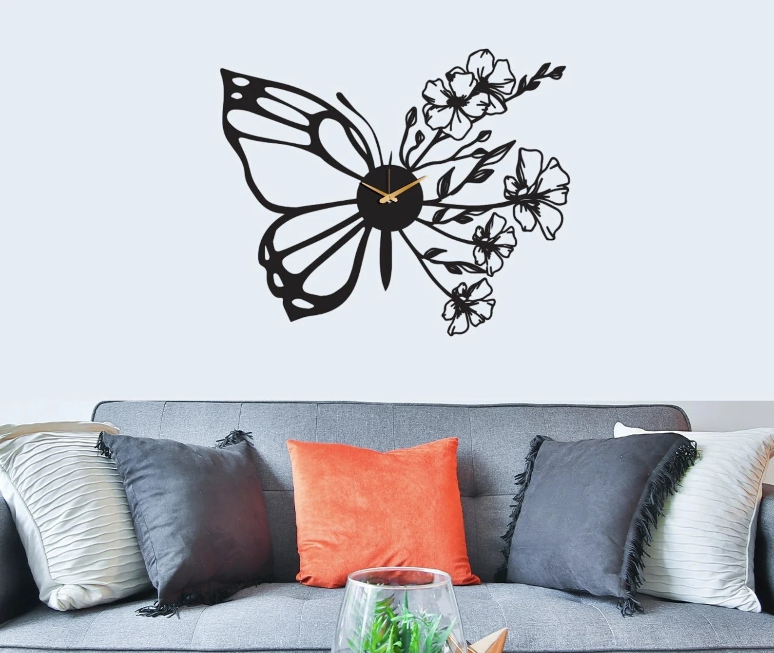 Butterfly Luxury Large Metal Wall Clocks with   Home Decor Mechanical Decoration Designer Wall Clock