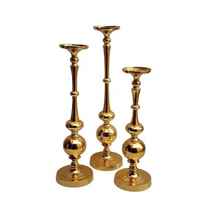 Glossy Gold Finishing Metal Candle Holder Handmade Designing T Light Candle Holder Set Of 3 Pcs Pillar Candle Holder