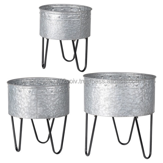 Hot selling Customized handmade Home Indoor Decoration Flower Pots Galvanized Metal Hanging Mounted Wall Planter