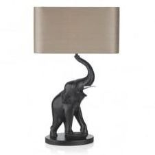 European Style Elephant Table Lamp 14 Inch LED Bedside Lamp Environmental Resin Body + Fabric Shade Lampshade