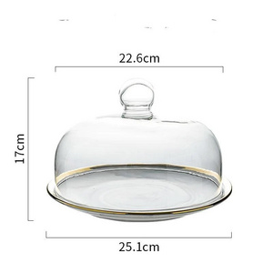 Nickle Plated plate with glass Dome for Cake seving  With glass  dome  Lid New Design Decoration Best Quality Modern Stadard