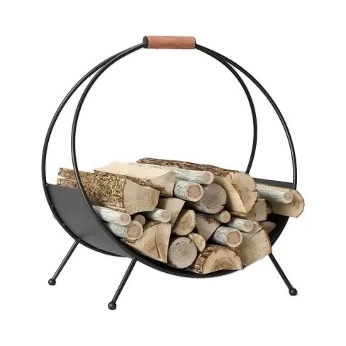 Log Holder rack Heavy Duty Black Metal Fireplace Outdoor Fireplace tools Indoor Firewood Holder Storage Wood Rack