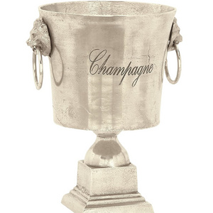 Vintage Champagne Bottle Chiller Aluminum Ice Bucket with Handles Decorative Barware & Party Ice Bucket on Square Base