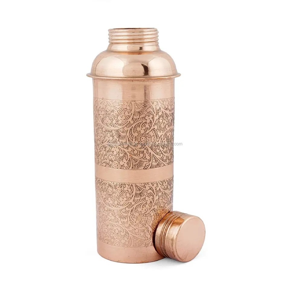 Brass Fineshed High Standard Packing  Copper Drinking Water Bottle Enamel Printed Copper Bottle for Health Benefits from India