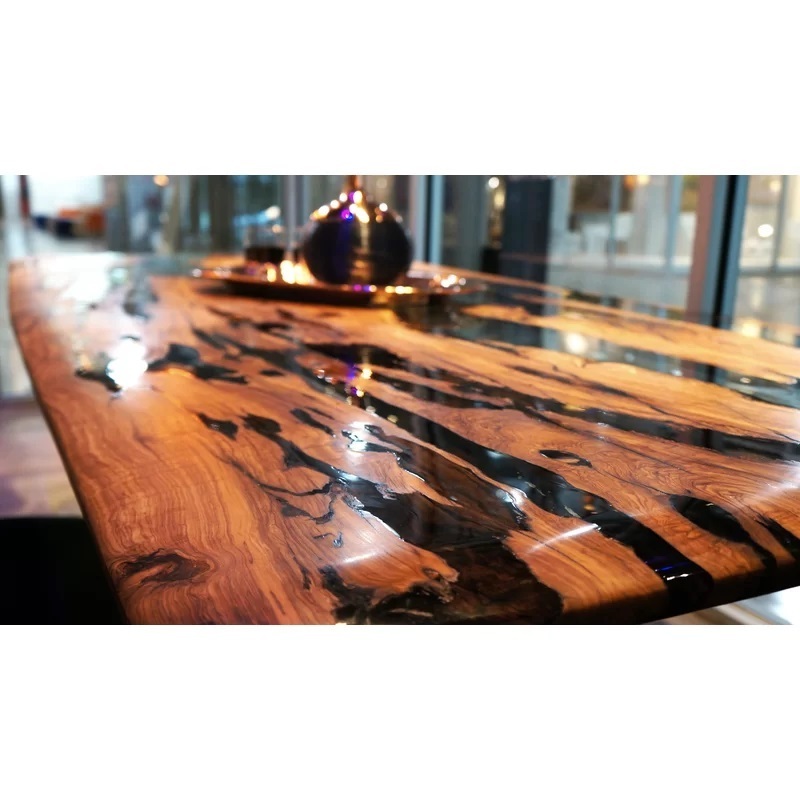 Home Furniture Walnut Wood High End Special Design Restaurant Kitchen Dinner Clear River Epoxy Resin Dining Table