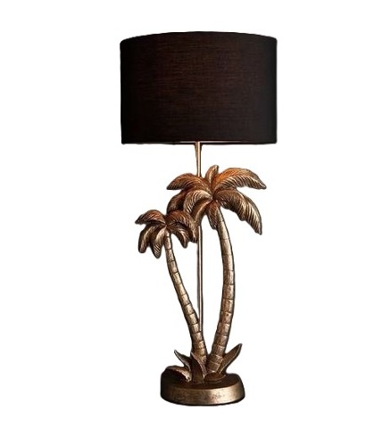 Creative Vintage Palm Tree Design Metal Golden tree Table Lamp With Black Shade Sample Available in INDIA Handmade Design