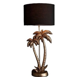 Creative Vintage Palm Tree Design Metal Golden tree Table Lamp With Black Shade Sample Available in INDIA Handmade Design