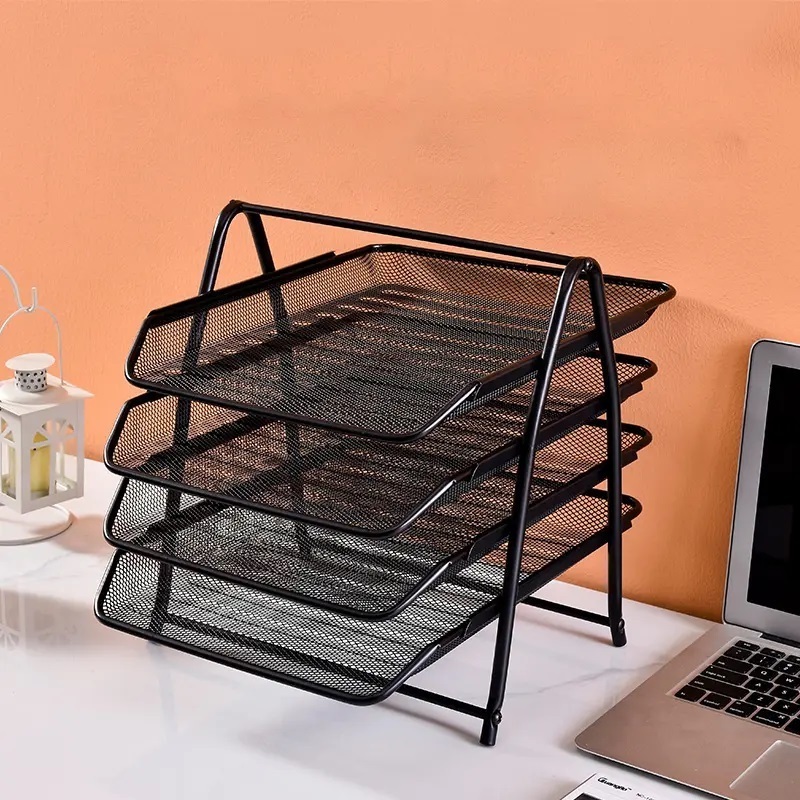 Buy New Latest Hot Sale 4-tier Stackable Letter Tray Metal File Organizer Tray Paper Holder Desk Organizer