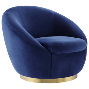 Blue Fabric Comfort Seating Metal Base Luxury Sofa chair for Livingroom Hotel Restaurant  & Cafe Furniture