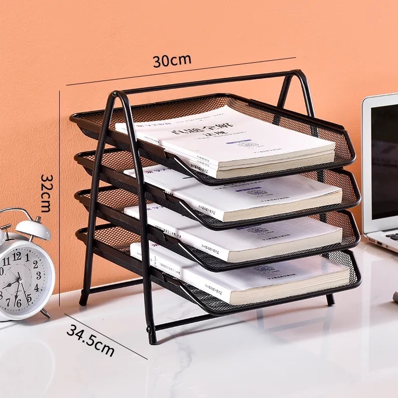 Buy New Latest Hot Sale 4-tier Stackable Letter Tray Metal File Organizer Tray Paper Holder Desk Organizer