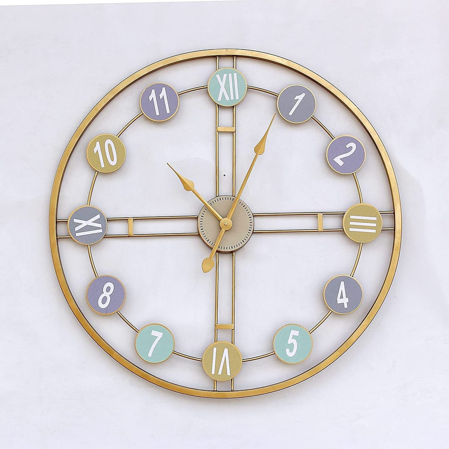 NEW Wrist design Quality  golden  and black decorative metal pipe wall clock for home decor Digital Luxury Home living Decor Wal