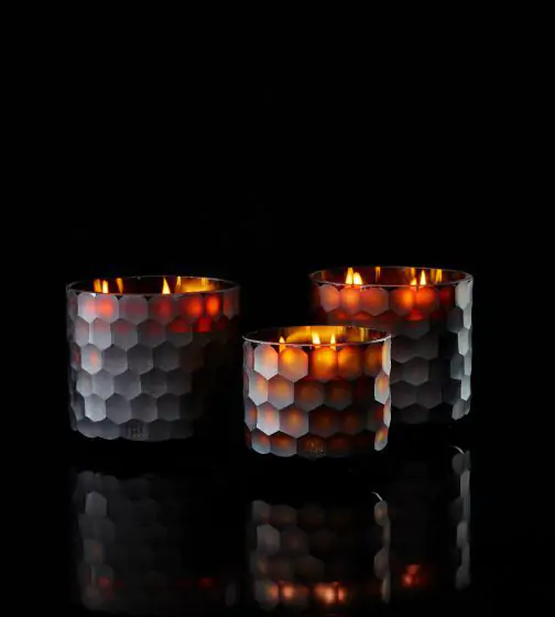 Hammered Design Black color Glass Votive Mescente Wholesale Custom Glass Jars Aromatherapy Scented Soy Wax Candles with Lids