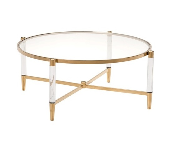 Modern Furniture Wholesalers Living Room Custom Acrylic Tea Table Stainless Steel Frame Glass Top Coffee Table