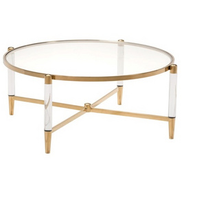 Modern Furniture Wholesalers Living Room Custom Acrylic Tea Table Stainless Steel Frame Glass Top Coffee Table