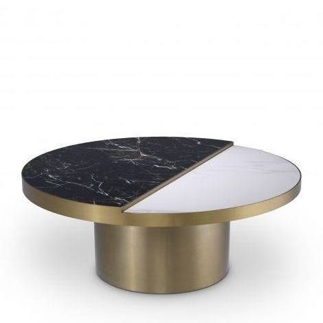 Premium High quality luxury home furniture marble coffee table gold line decoration table top with metal table leg