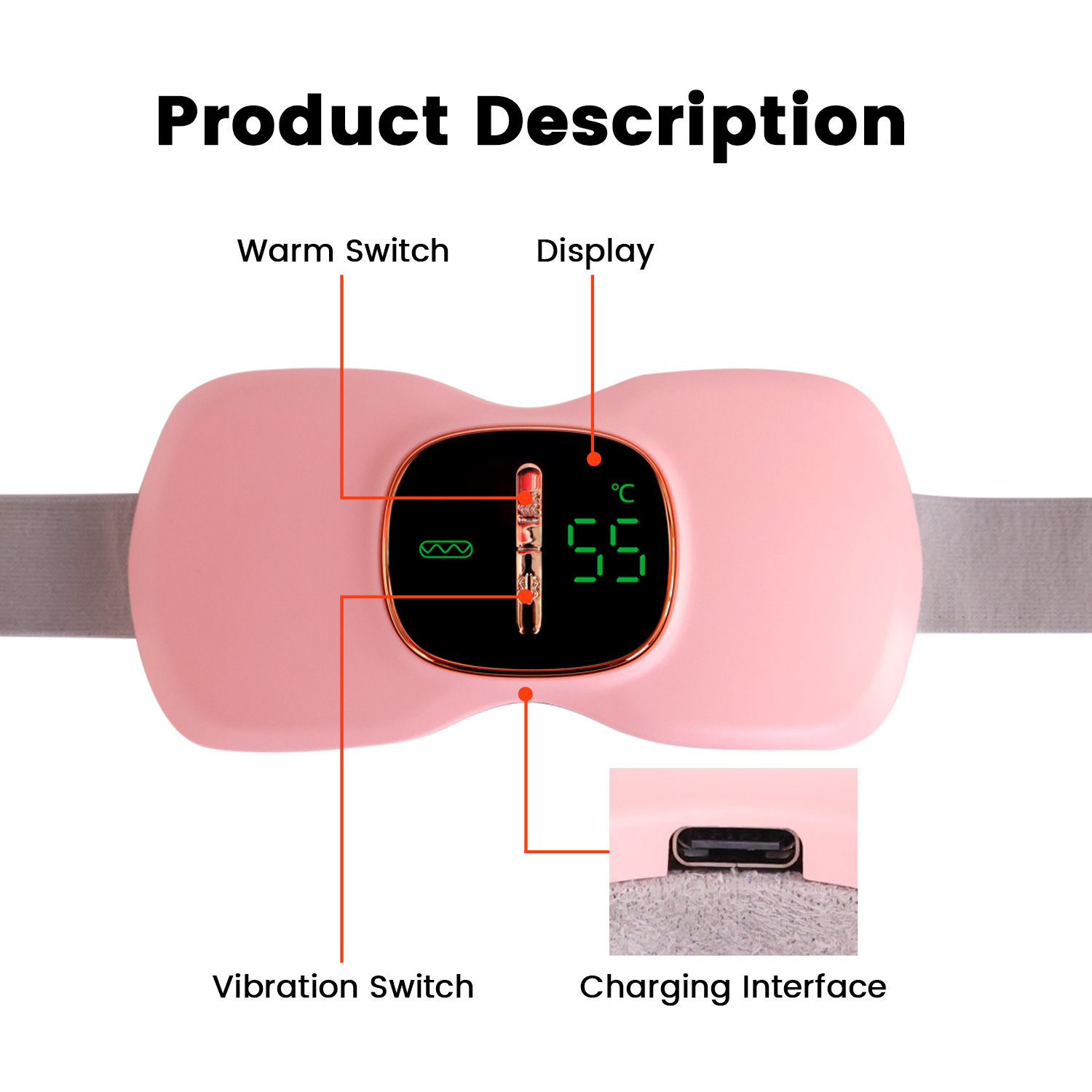 Portable Cordless Thermal Heating Pad Therapy Menstrual Cramp Period Care Waist Massager Electric Smart Menstrual Heating Pad