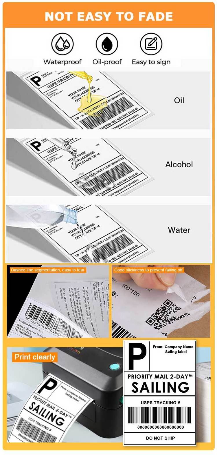 Shipping waybill thermal barcode label 4x6 adhesive thermal label jewelry sticker label