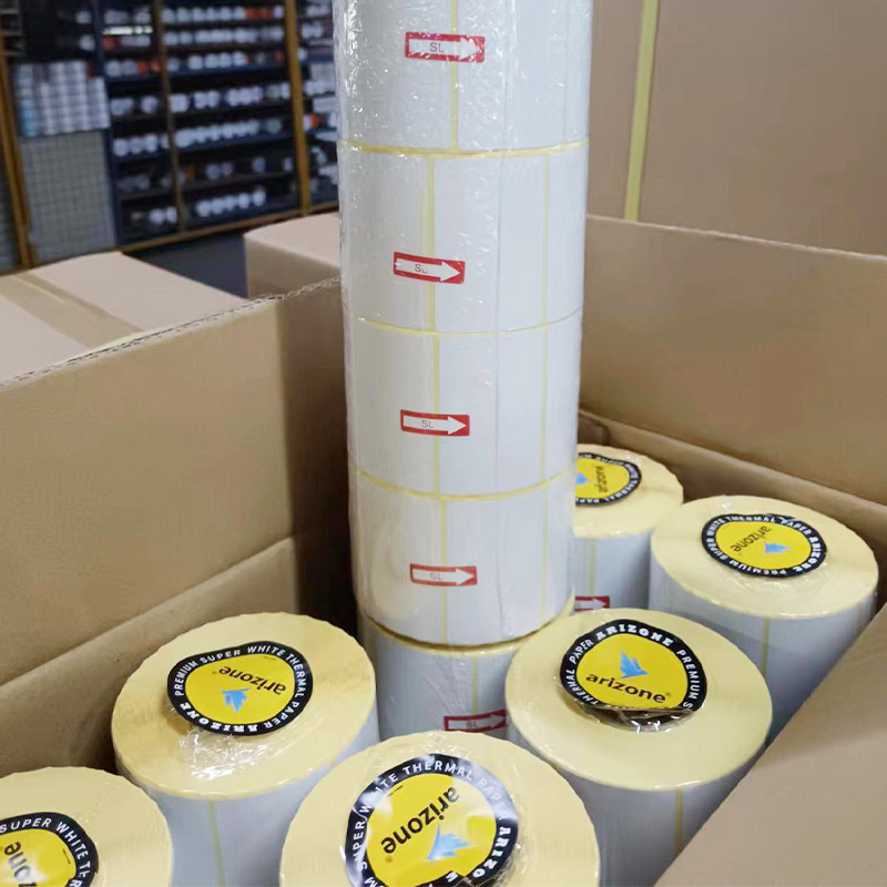 printing round label 58x40 57x40 paper manufacturer thermal transfer direct thermal labels jumbo roll