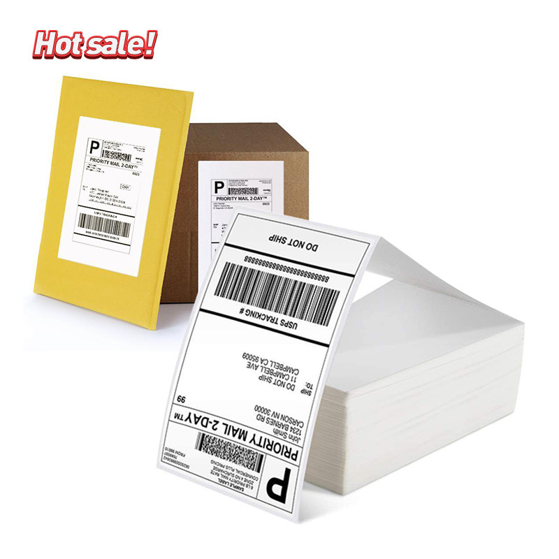 Non-stick thermal label 57x44 sensitive sticker roll direct labels transparent custom logo mail shipping large thermal label