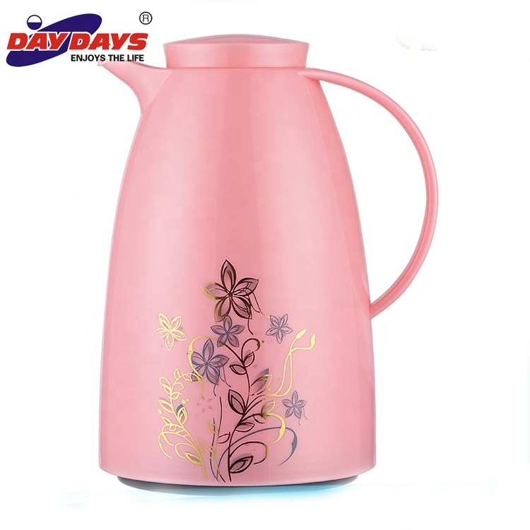 Sunlife Pink Glass Refill Inner Thermal Insulated Tea Flask New Fashion Color Plastic Coffee Pot