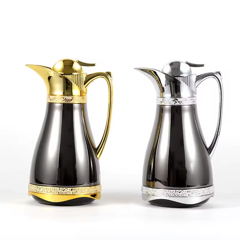 LUXURY HIGH QUALITY Custom Logo glass Keep Hot 24hrs gold plated coffee maker pot 1L Coffee pot