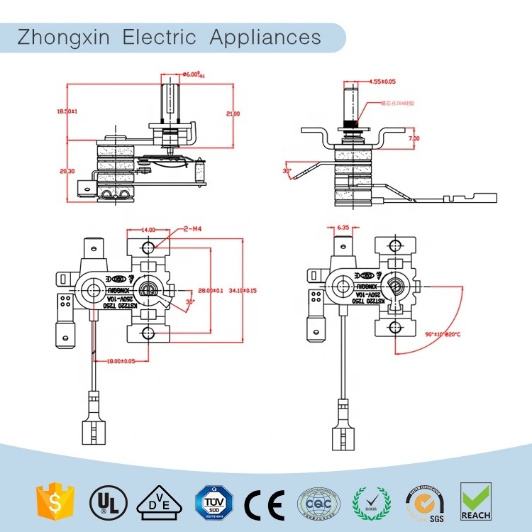 High Quality Temperature Controller Switch Adjustable Kst Pizza Toaster Oven Thermostat For Home