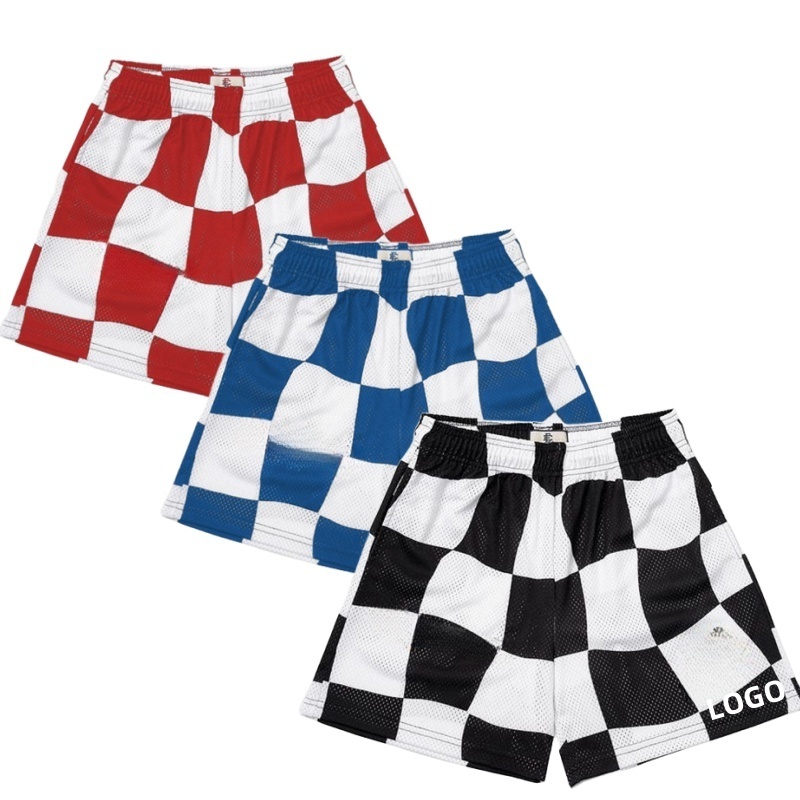 Wholesale Mesh Shorts Loose Comfortable Nylon Polyester Shorts Men Checkerboard Gym Shorts Polyester