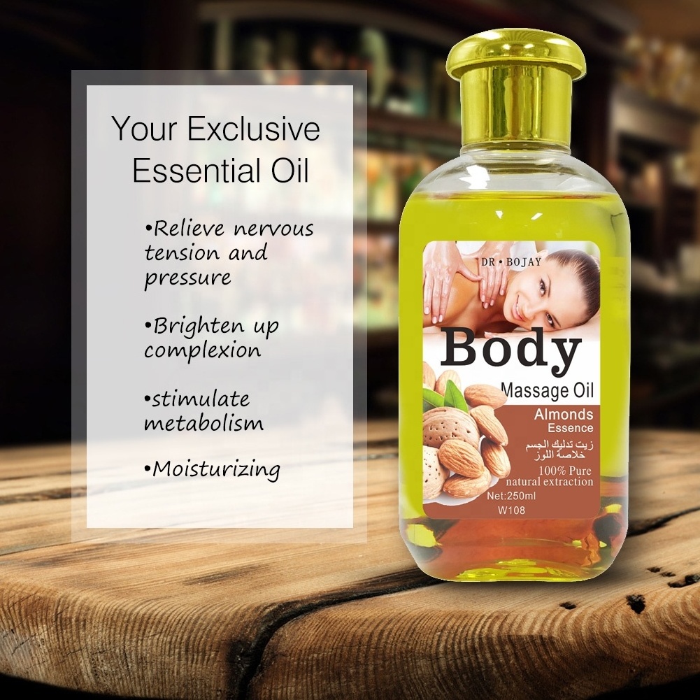 DR.BOJAY Wholesale 250ml 100% Natural Extracted Organic Pure Essential oil (new) for Skin Care Almond Massage Body Oil