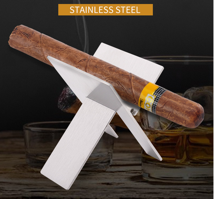 ashtray resin foldable folding metal stand brass titanium cigar holder