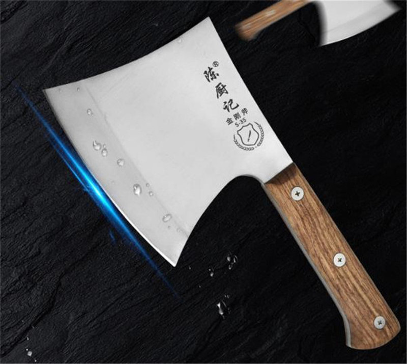 Full Tang Forged Stainless Steel Heavy Duty Cleaver Knife Beef Bone Axe Chopper With Wood Handle