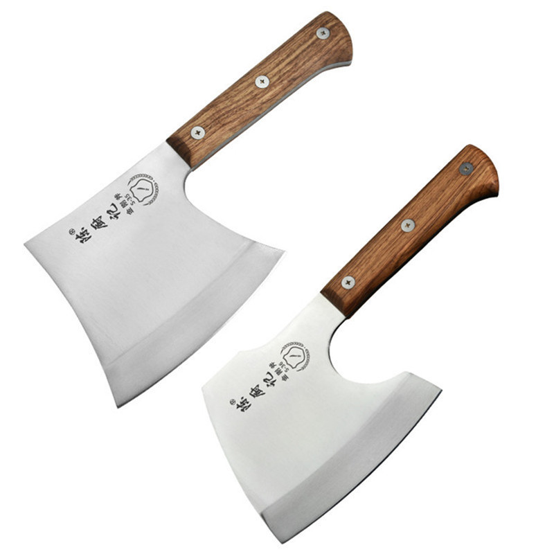 Full Tang Forged Stainless Steel Heavy Duty Cleaver Knife Beef Bone Axe Chopper With Wood Handle