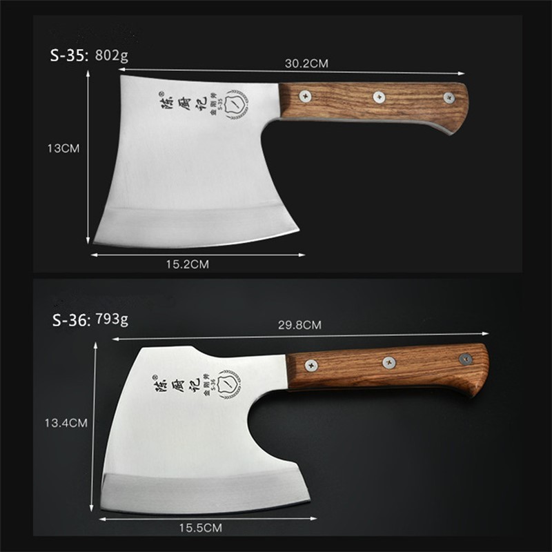 Full Tang Forged Stainless Steel Heavy Duty Cleaver Knife Beef Bone Axe Chopper With Wood Handle